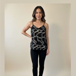 Ann Taylor Black Camisole with Metallic Patterns